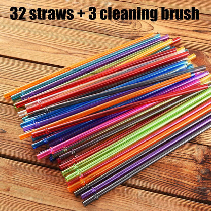ALINK 10.5 in Long Reusable Plastic Straws with Brush, Tritan Hard Plastic Tumbler Straws, 10 Rainbow Colored Replacement Straw for 16 OZ 20 OZ 30 OZ Stanley, YETI, Starbucks Tumblers, Mason Jars