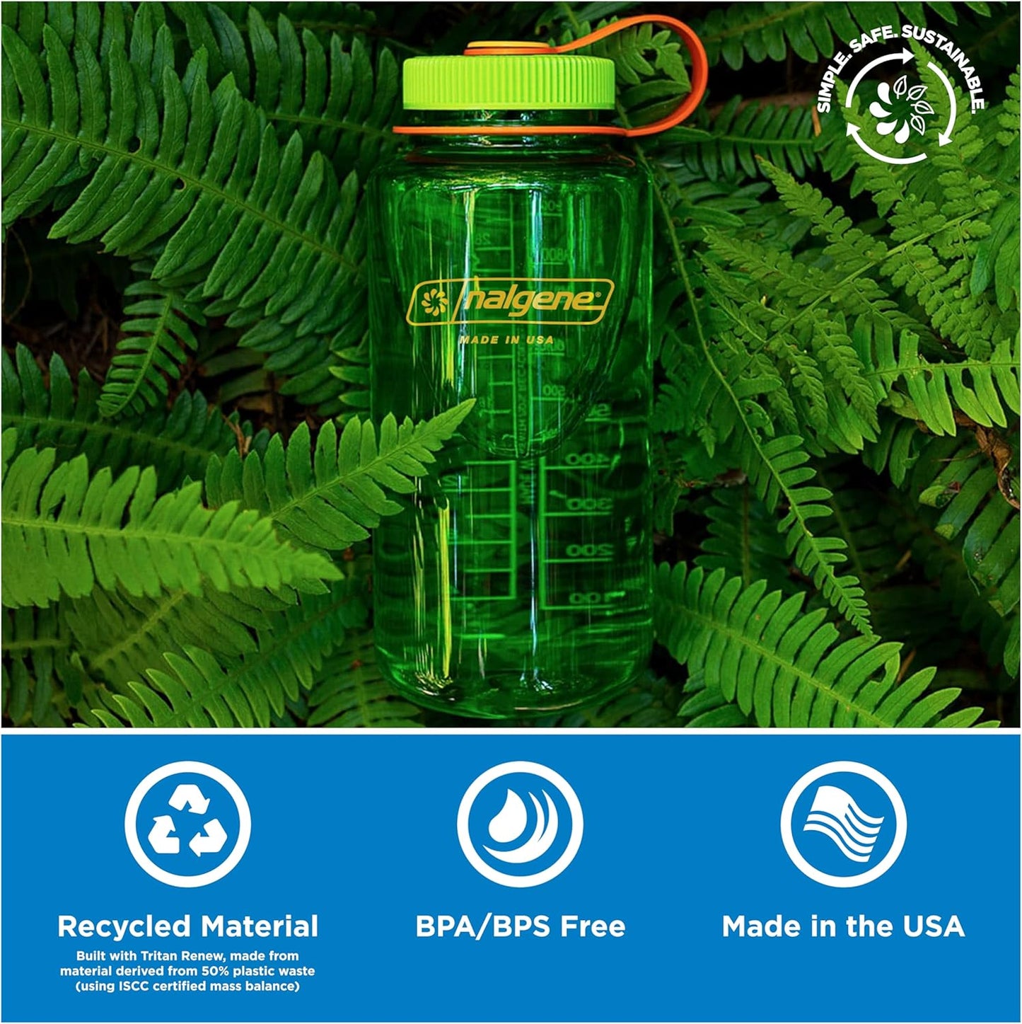 Nalgene 32 oz Wide Mouth Water Bottle | BPA-Free, Durable & Leak Proof, Lightweight Bottle for Hiking & Gym, Work & Travel