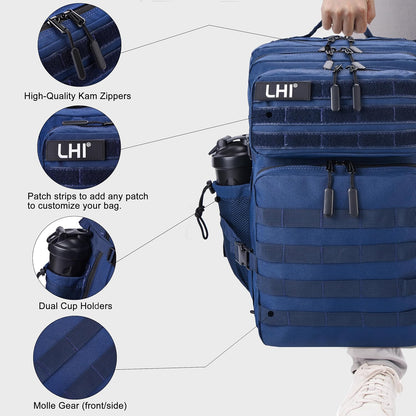LHI Military Tactical Backpack for Men and Women 45L Army 3 Days Assault Pack Bag Large Rucksack with Molle System - Black - Colors A
