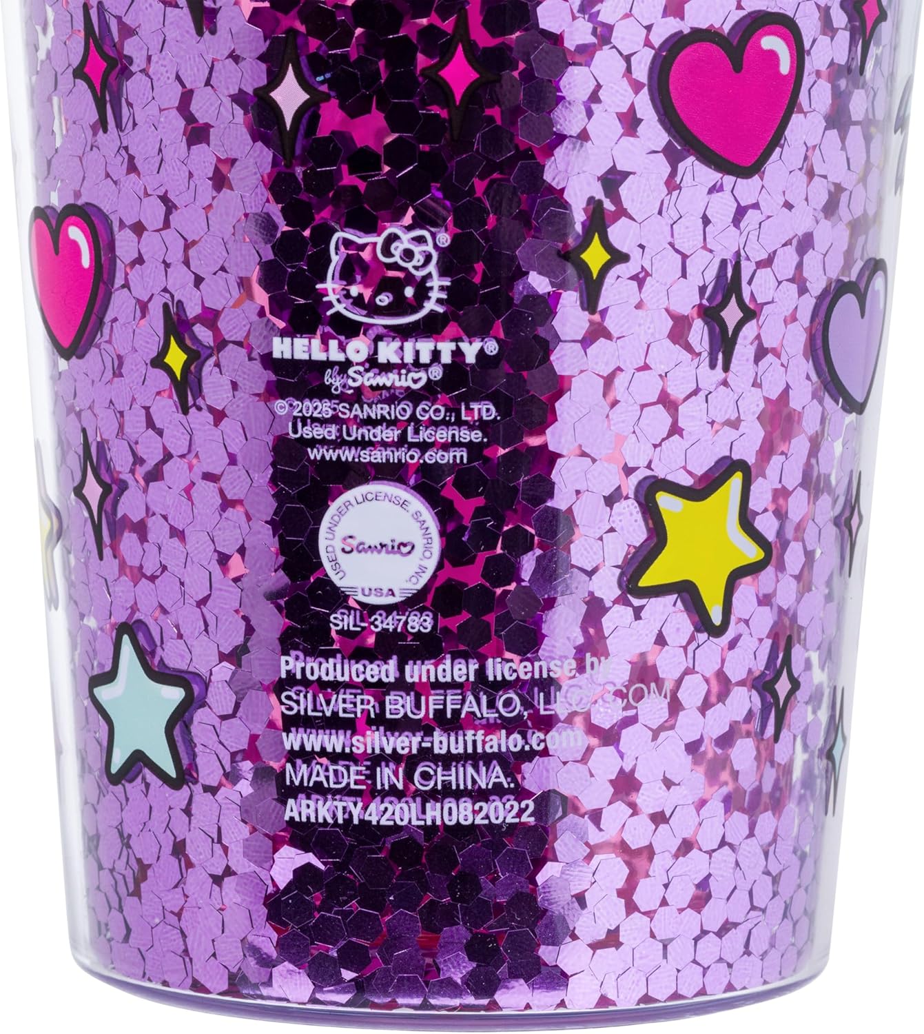 Silver Buffalo Sanrio Hello Kitty Milk Carton Pattern Plastic Boba Tumbler w Lid and Wide Straw, 24 Ounces