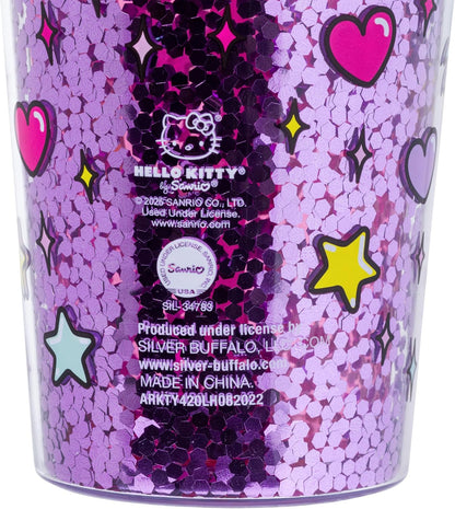 Silver Buffalo Sanrio Hello Kitty Milk Carton Pattern Plastic Boba Tumbler w Lid and Wide Straw, 24 Ounces