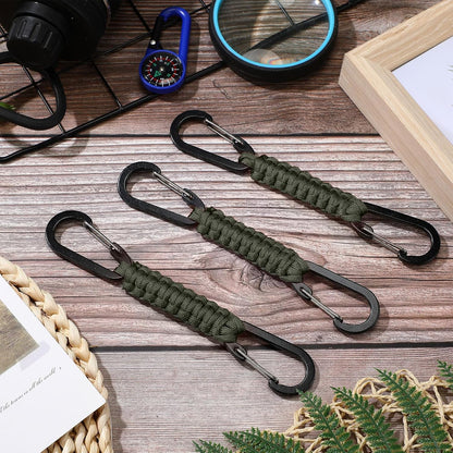 Ferraycle 5 Pcs Paracord Keychain Carabiner Clip Braided Lanyard Water Bottle Clips Tactical Keychain Backpack Accessories