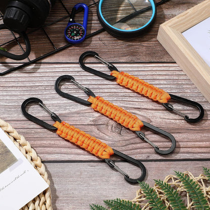 Ferraycle 5 Pcs Paracord Keychain Carabiner Clip Braided Lanyard Water Bottle Clips Tactical Keychain Backpack Accessories