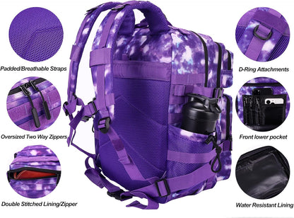 LHI Military Tactical Backpack for Men and Women 45L Army 3 Days Assault Pack Bag Large Rucksack with Molle System - Black - Colors A
