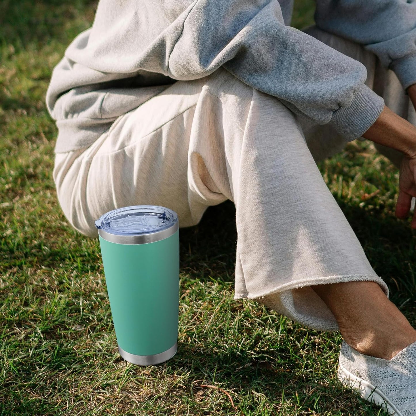 AIANJI 20oz Tumbler Bulk Stainless Steel Tumblers with Lid Vacuum Insulated Double Wall Travel Coffee Mug Powder Coated Tumbler Cup for Hot and Cold Drinks(Stainless Steel, 1 pack)