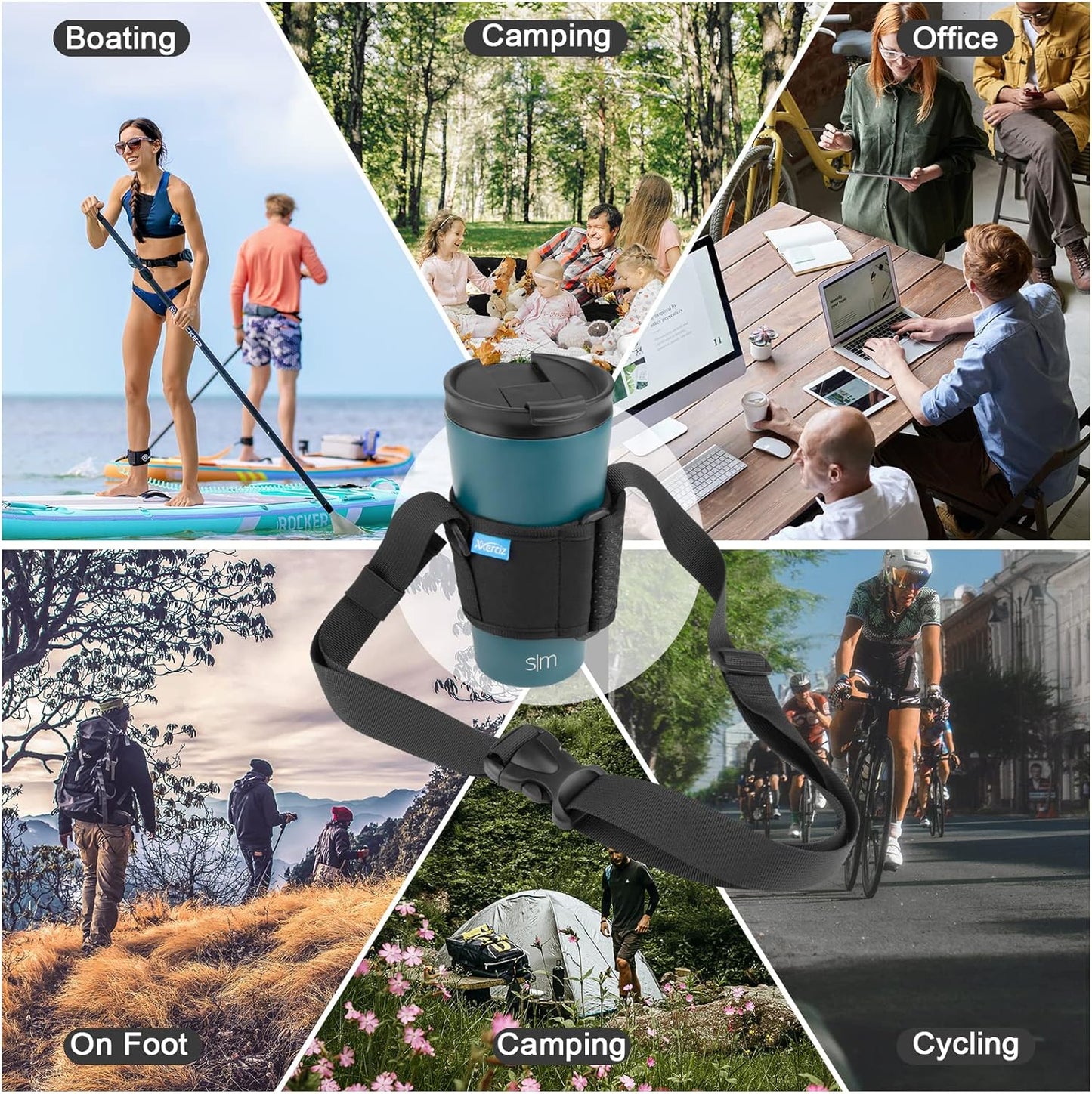 Xxerciz Tumbler Carrier Holder Water Bottle Holder with Adjustable Shoulder Strap Portable Water Bottle Sling for Walking