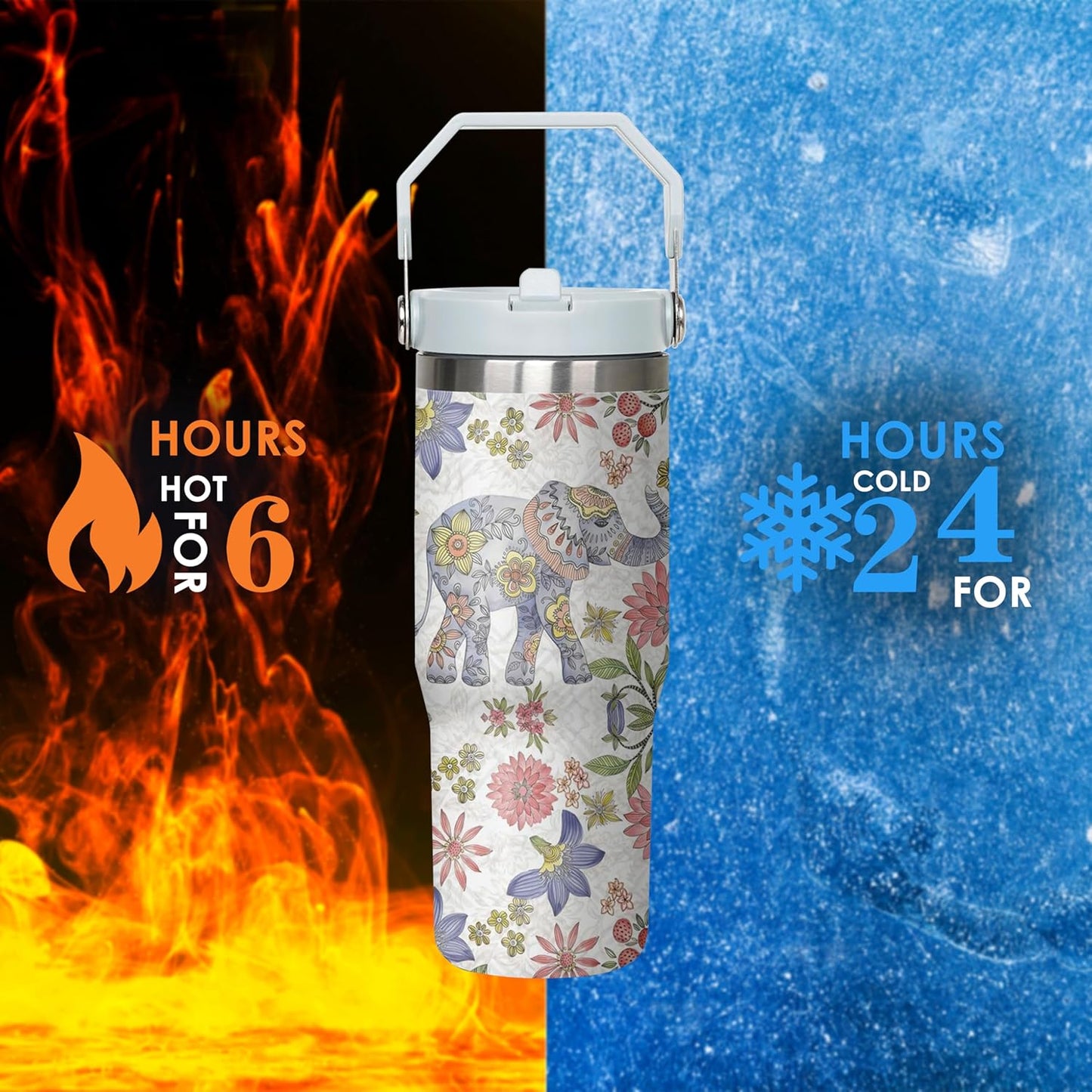 30 oz Peacock Blue Flip Straw Tumbler with Top Handle for Peacock Blue Lover Resuable Vacuum Insulated Flip Top Water bottle for Home Office Car