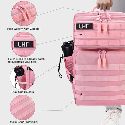 LHI Military Tactical Backpack for Men and Women 45L Army 3 Days Assault Pack Bag Large Rucksack with Molle System - Black - Colors B
