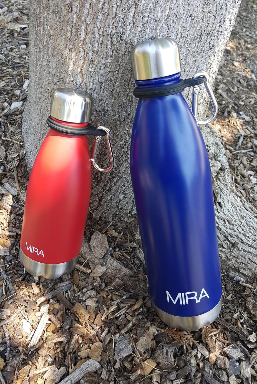 MIRA Durable Silicone Carrier with Carabiner Clip | Fits Any 12oz, 17oz and 25oz Cola Shaped Water Bottles for Outdoor Activities or Daily Use