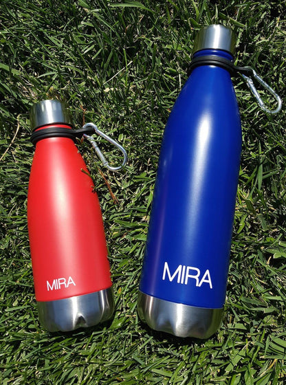 MIRA Durable Silicone Carrier with Carabiner Clip | Fits Any 12oz, 17oz and 25oz Cola Shaped Water Bottles for Outdoor Activities or Daily Use