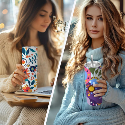 Joyclub Sublimation Tumblers Blanks 20 oz 10 Pack Skinny Straight Tumblers Bulk Stainless Steel Insulated Sublimation Cups with Lid and Straw, Gift Box