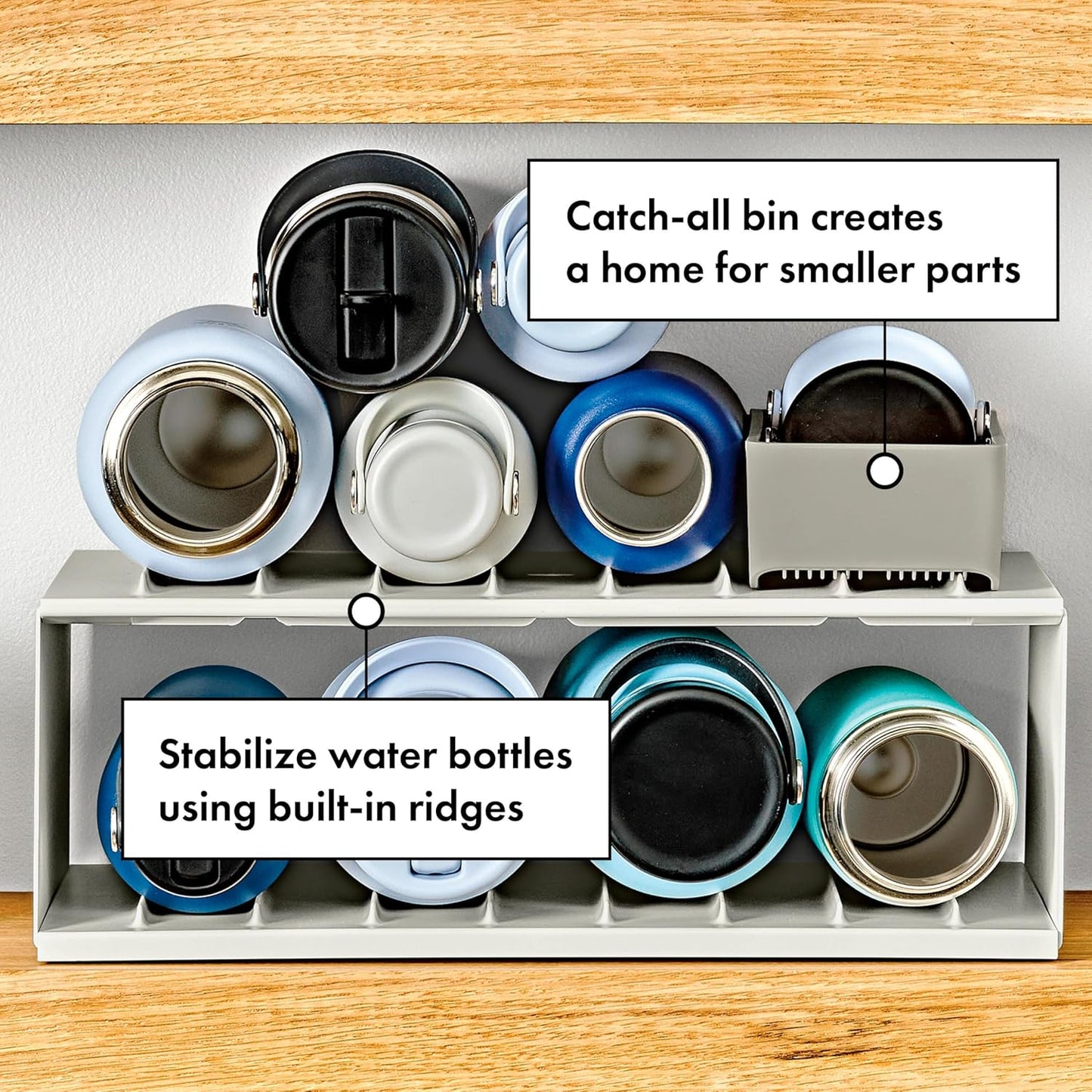 OXO Good Grips Water Bottle Organizer and Accessory Bin, Water Bottle Holder