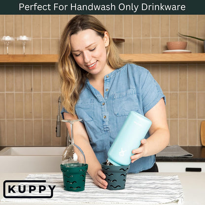 Kuppy Silicone Water Bottle Drying Rack - Fast-Dry Bottle Dryer for 20-64oz Cups - Reusable Food Storage Bag Drying Rack - Compatible with Stanley, Owala, Stasher (Gray, 4-Pack)