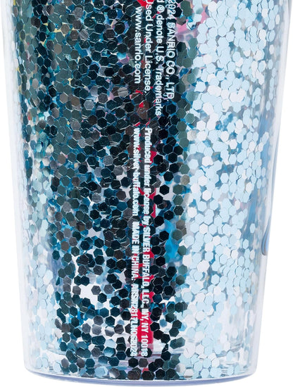 Silver Buffalo Sanrio Hello Kitty Milk Carton Pattern Plastic Boba Tumbler w Lid and Wide Straw, 24 Ounces