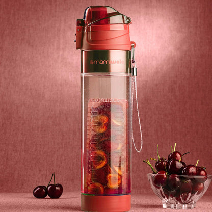 MAMI WATA Fruit Infuser Water Bottle – 24 oz – Tritan Plastic - Unique Stylish Design – Fruit Infused Water recipes eBook & Insulating sleeve – Beautiful Gift Box