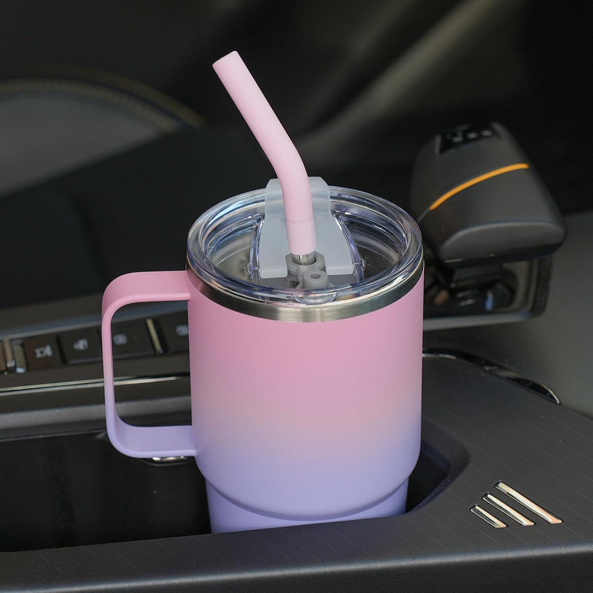 24 oz Insulated Tumbler with Handle Lids and Straw