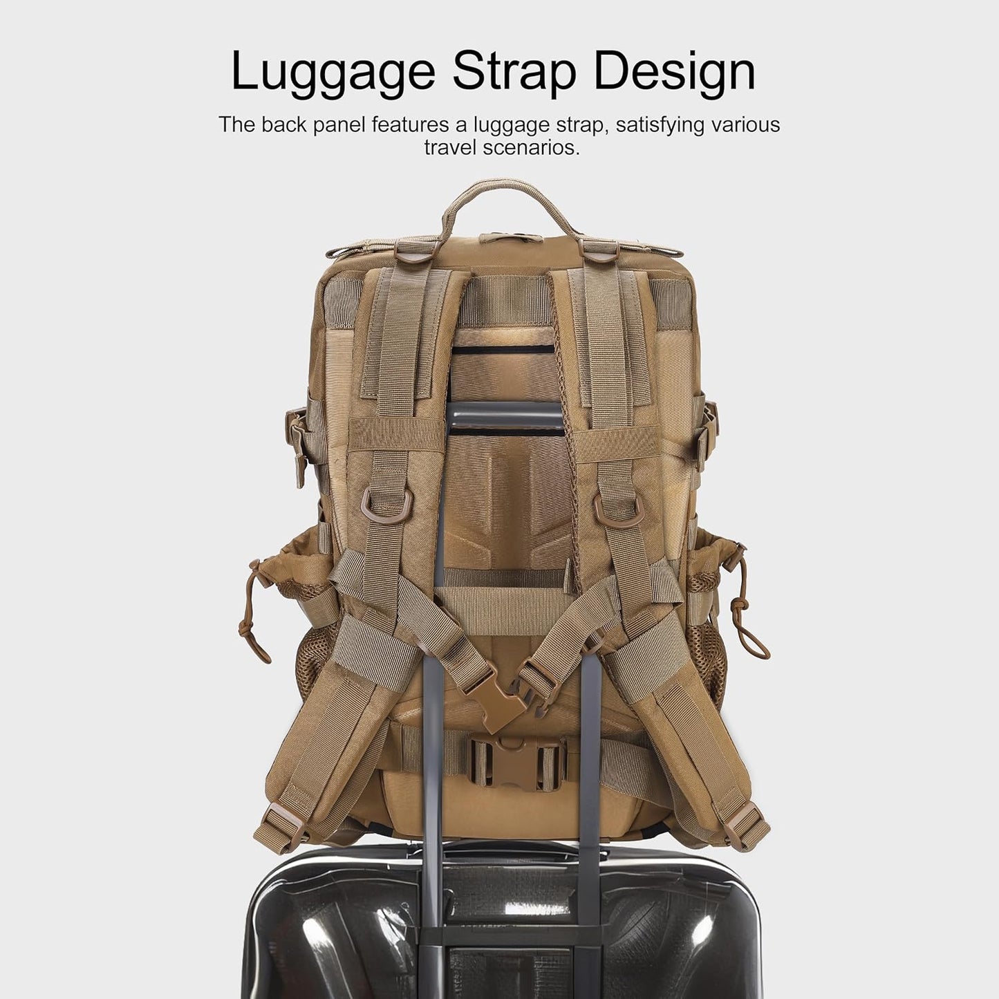 LHI Military Tactical Backpack for Men and Women 45L Army 3 Days Assault Pack Bag Large Rucksack with Molle System - Black - Colors B
