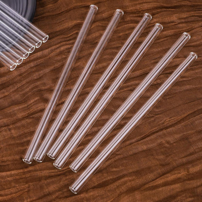 Antner 12 Pack Reusable Glass Straw, 8.5" x 10MM Bent Clear Glass Drinking Straws for Hot & Cold Drinks, 2 Cleaning Brushes Included