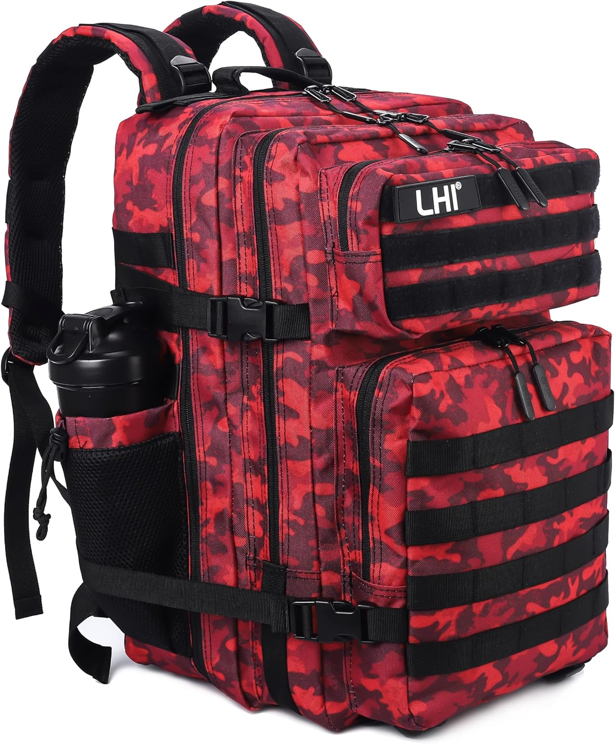 LHI Military Tactical Backpack for Men and Women 45L Army 3 Days Assault Pack Bag Large Rucksack with Molle System - Black - Colors B