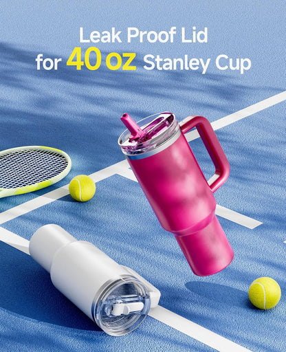 2 Pack Tumbler Flip Straw Lid Replacement Fit for Stanley 40 OZ Quencher, Leak Proof Lid with Straw for Stanley, No Spill Reusable Tumbler Lid Compatible with Stanley Cup Accessories