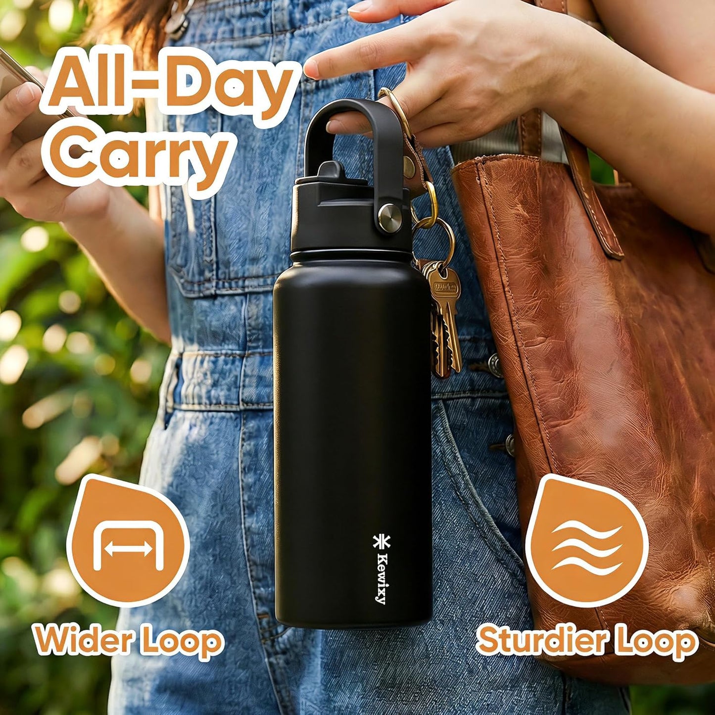 KEWIXY Pickleball Water Bottle 32 oz Insulated, Stainless Steel with Straw, Leak Proof, Keep Cold 24H, Vacuum, Pickleball Gifts for Pickleball Players, Pickleball Lovers, Women Girls Sport