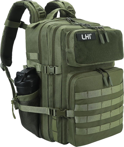 LHI Military Tactical Backpack for Men and Women 45L Army 3 Days Assault Pack Bag Large Rucksack with Molle System - Black - Colors A