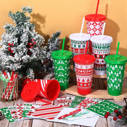 Feifeiya 72 Pcs/ 24 Set Bible Verse Gifts Bulk 24 oz Father's Day Christian Plastic Tumbler with Lids and Straws Inspirational Prayer Notepads Religious Pen Church Cups Gift for Christian Party Favors