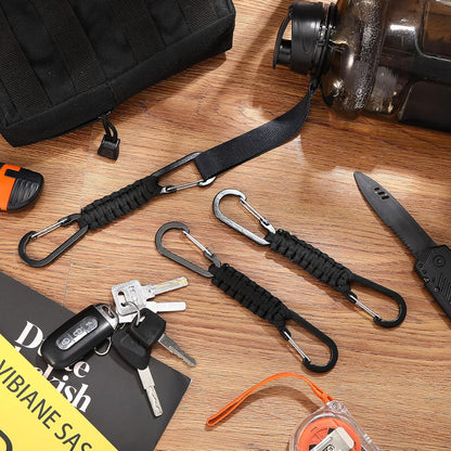 Ferraycle 5 Pcs Paracord Keychain Carabiner Clip Braided Lanyard Water Bottle Clips Tactical Keychain Backpack Accessories