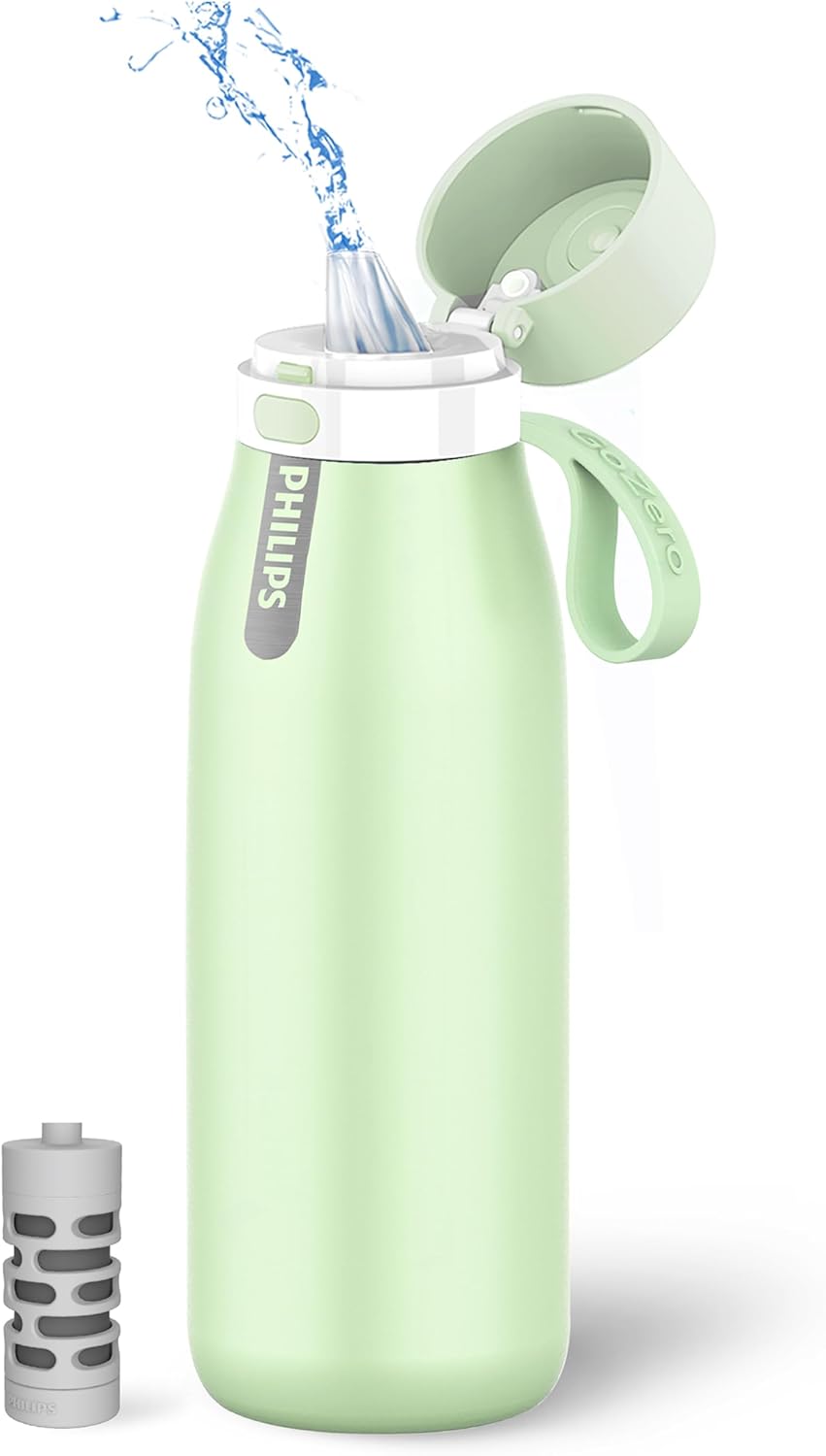 Filtered Water Bottle Stainless Steel Travel Keeps Cold 18.6oz Blue