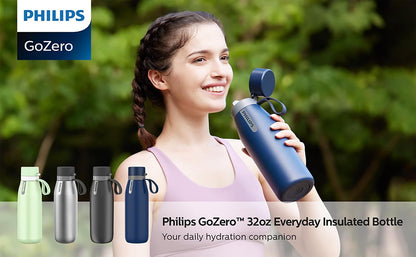 Filtered Water Bottle Stainless Steel Travel Keeps Cold 18.6oz Blue