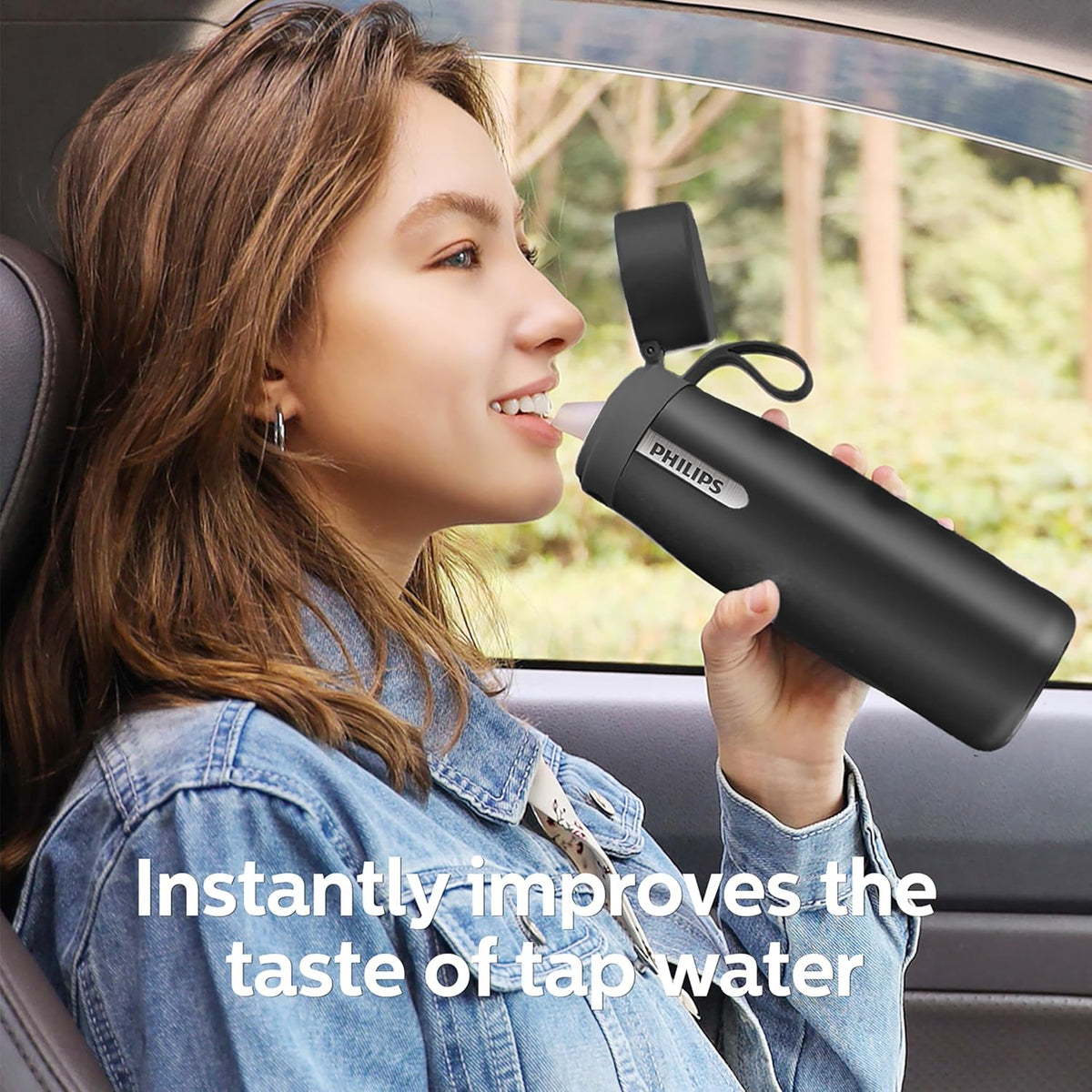Filtered Water Bottle Stainless Steel Travel Keeps Cold 18.6oz Blue