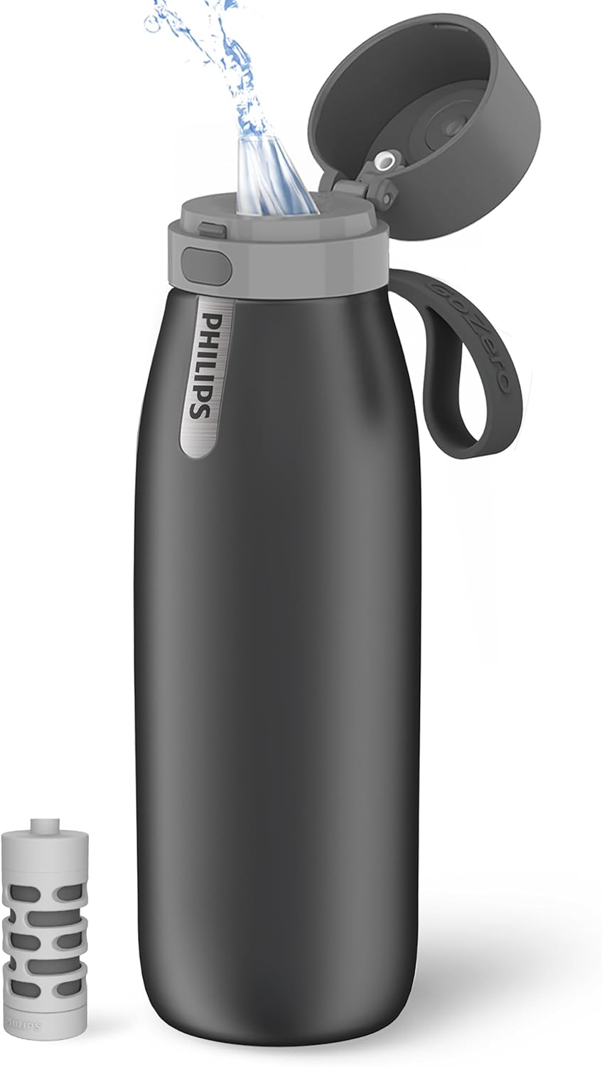 Filtered Water Bottle Stainless Steel Travel Keeps Cold 18.6oz Blue