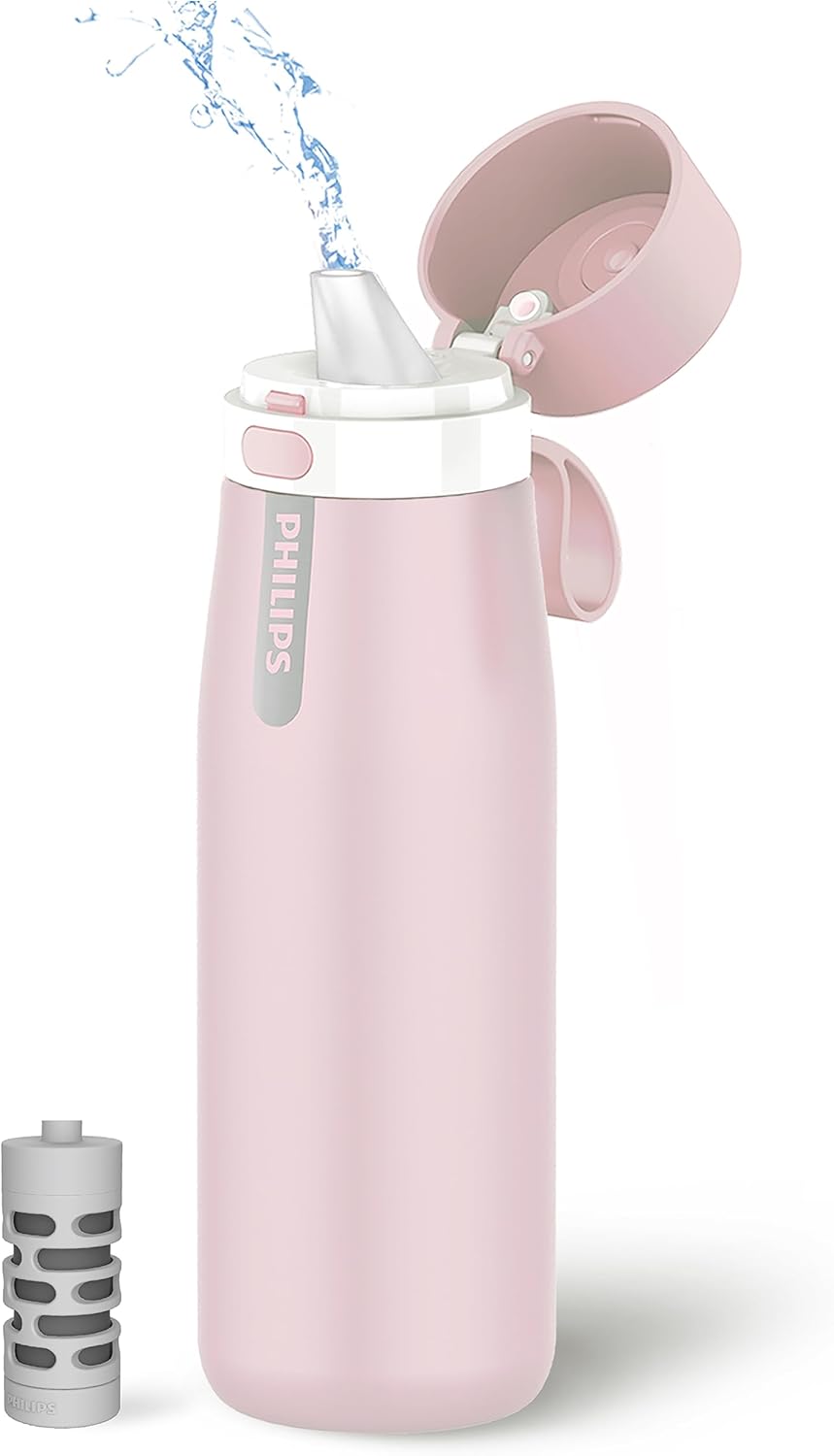 Filtered Water Bottle Stainless Steel Travel Keeps Cold 18.6oz Blue