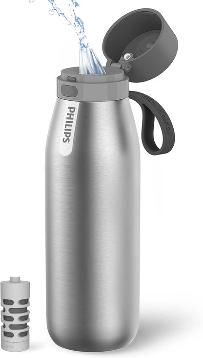Filtered Water Bottle Stainless Steel Travel Keeps Cold 18.6oz Blue