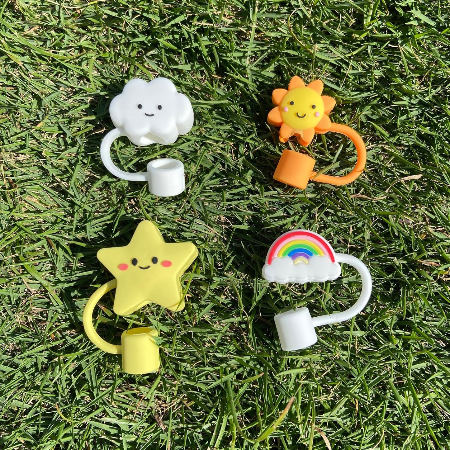 Straw Cover Cap for Stanley Cup, 4pcs 0.4in 10mm Diameter Reusable Dust-Proof Straw Topper Compatible with Simple Modern and Tumbler with Lid and Straws (4pcs sky set)