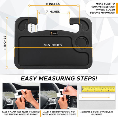 EcoNour 2 in 1 Car Steering Wheel Desk | Tray for Laptop Car Mount with Pen Holder | Desk Console for Car | Food Tray for Eating with Drinks Holder | Multipurpose Travel Car Accessories