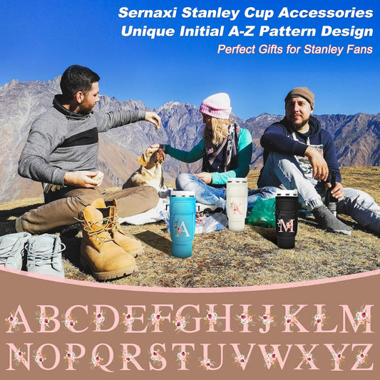Initial Water Bottle Holder with Strap for Stanley Cup Accessories 40 oz/Simple Modern Tumbler, Birthdays for Women Girls, Water Bottle Carrier Bag with Phone Pocket,Hiking Walking Gym Camping