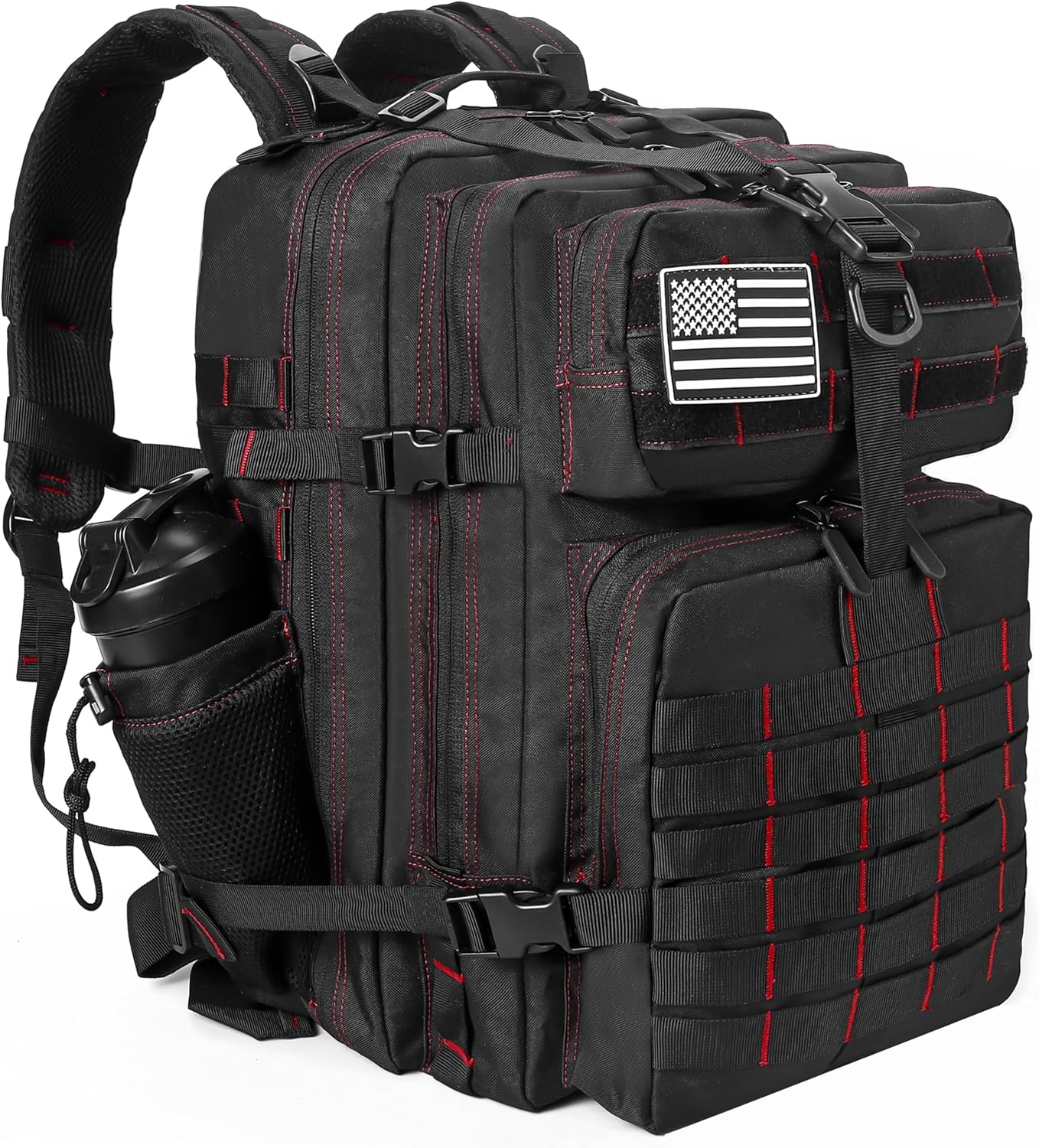 LHI Military Tactical Backpack for Men and Women 45L Army 3 Days Assault Pack Bag Large Rucksack with Molle System - Black - Colors A