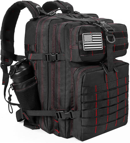 LHI Military Tactical Backpack for Men and Women 45L Army 3 Days Assault Pack Bag Large Rucksack with Molle System - Black - Colors A
