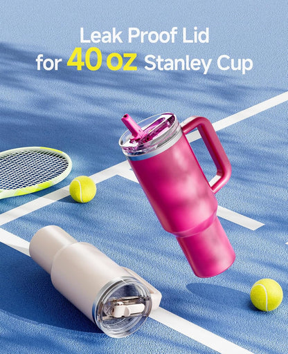 2 Pack Tumbler Flip Straw Lid Replacement Fit for Stanley 40 OZ Quencher, Leak Proof Lid with Straw for Stanley, No Spill Reusable Tumbler Lid Compatible with Stanley Cup Accessories