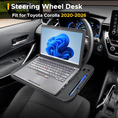 EcoNour 2 in 1 Car Steering Wheel Desk | Tray for Laptop Car Mount with Pen Holder | Desk Console for Car | Food Tray for Eating with Drinks Holder | Multipurpose Travel Car Accessories