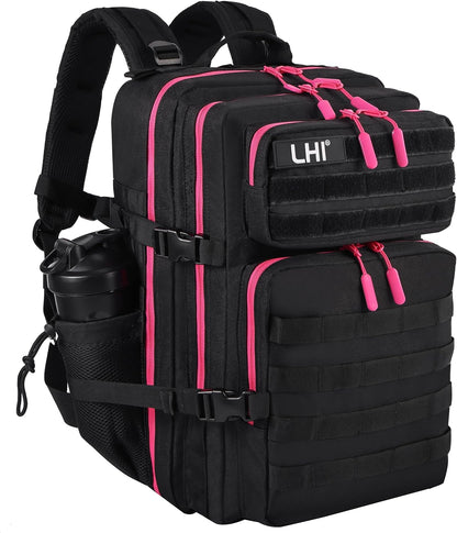 LHI Military Tactical Backpack for Men and Women 45L Army 3 Days Assault Pack Bag Large Rucksack with Molle System - Black - Colors B