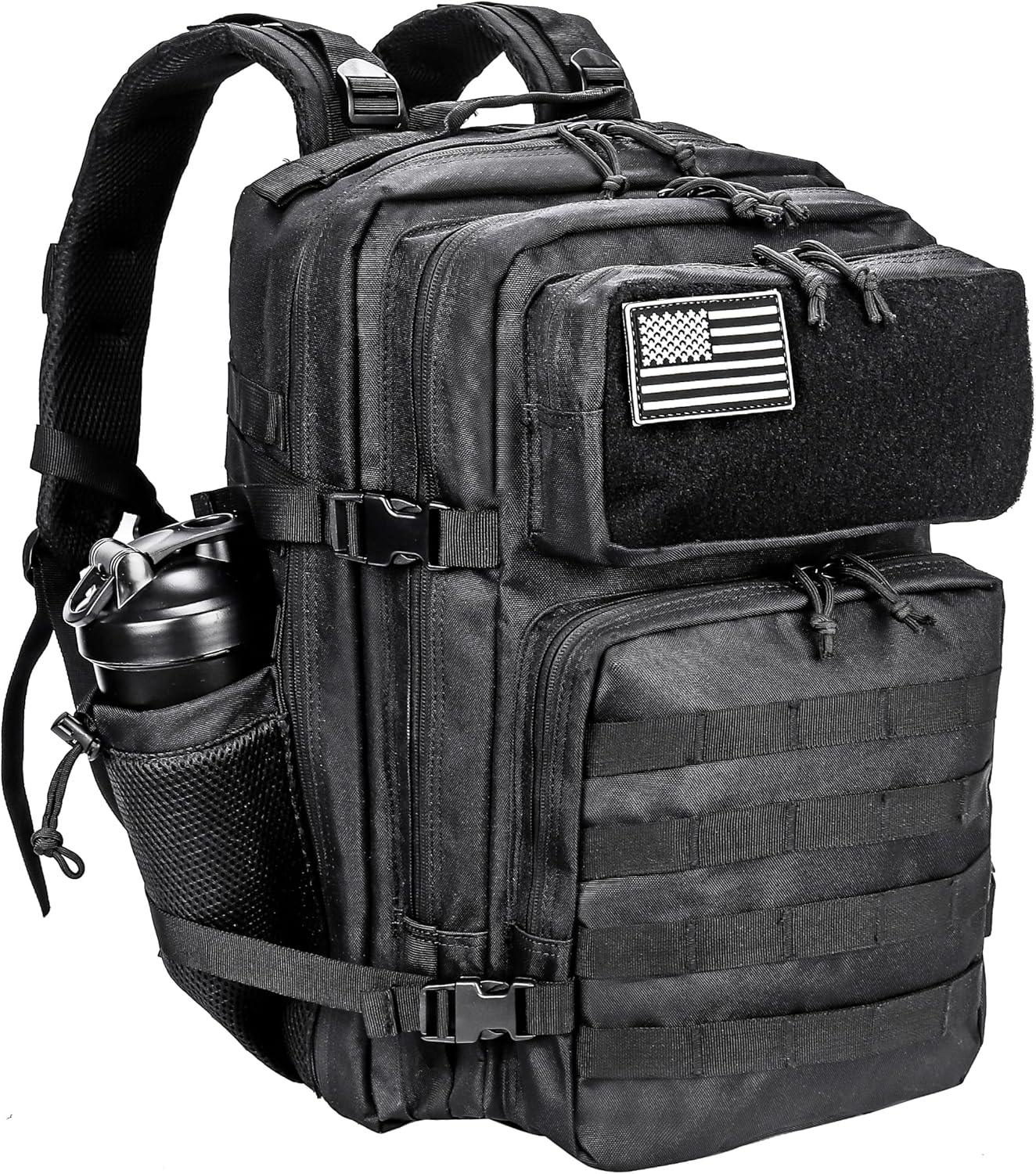 LHI Military Tactical Backpack for Men and Women 45L Army 3 Days Assault Pack Bag Large Rucksack with Molle System - Black - Colors B