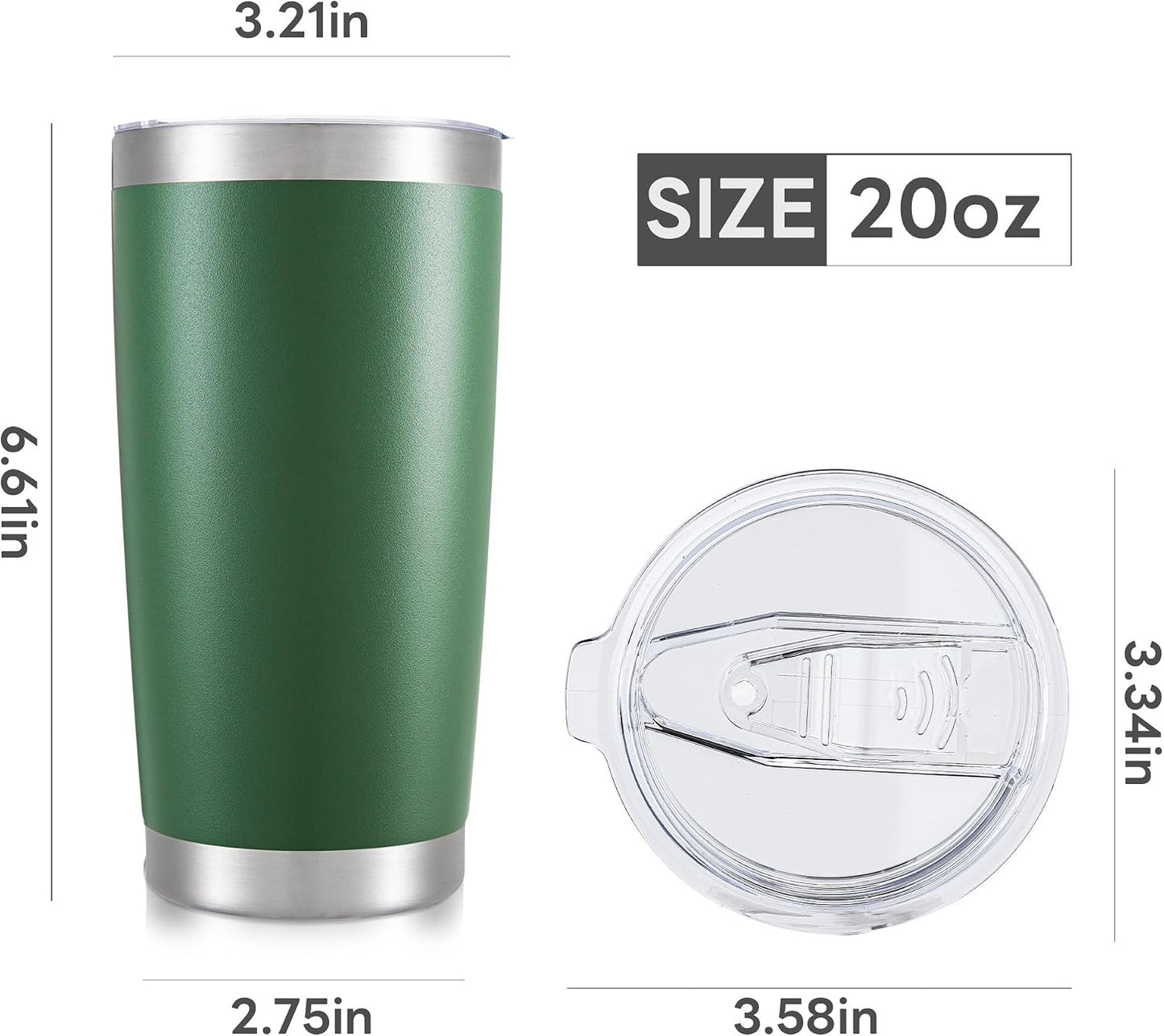 20 oz Tumbler with Lid Stainless Steel Insulated Tumblers Cups Travel Mug | Double Wall Vacuum, Powder Coated, Keep Drinks Cold and Hot, Waterproof Lid, Fit of Car Cup Holders, Sagebrush Green
