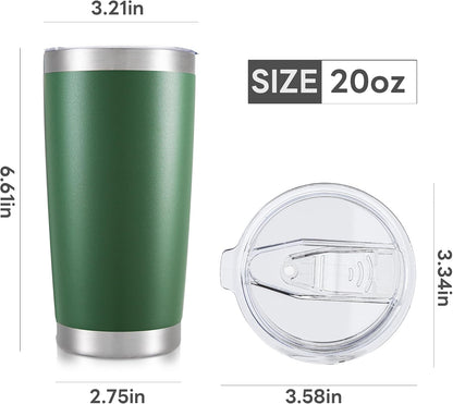 20 oz Tumbler with Lid Stainless Steel Insulated Tumblers Cups Travel Mug | Double Wall Vacuum, Powder Coated, Keep Drinks Cold and Hot, Waterproof Lid, Fit of Car Cup Holders, Sagebrush Green