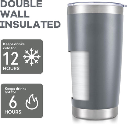 20 oz Tumbler with Lid Stainless Steel Insulated Tumblers Cups Travel Mug | Double Wall Vacuum, Powder Coated, Keep Drinks Cold and Hot, Waterproof Lid, Fit of Car Cup Holders, Sagebrush Green