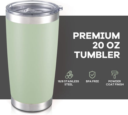 20 oz Tumbler with Lid Stainless Steel Insulated Tumblers Cups Travel Mug | Double Wall Vacuum, Powder Coated, Keep Drinks Cold and Hot, Waterproof Lid, Fit of Car Cup Holders, Sagebrush Green