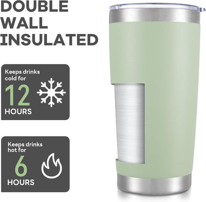 20 oz Tumbler with Lid Stainless Steel Insulated Tumblers Cups Travel Mug | Double Wall Vacuum, Powder Coated, Keep Drinks Cold and Hot, Waterproof Lid, Fit of Car Cup Holders, Sagebrush Green