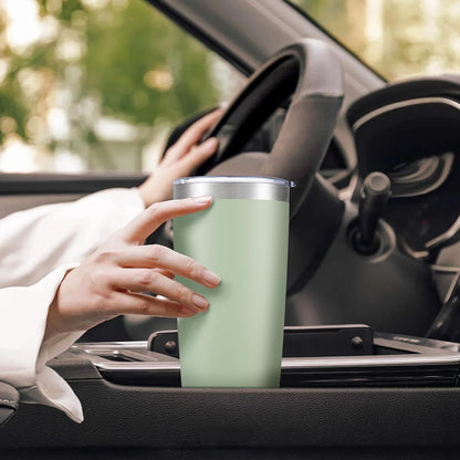 20 oz Tumbler with Lid Stainless Steel Insulated Tumblers Cups Travel Mug | Double Wall Vacuum, Powder Coated, Keep Drinks Cold and Hot, Waterproof Lid, Fit of Car Cup Holders, Sagebrush Green
