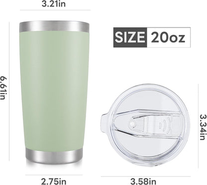 20 oz Tumbler with Lid Stainless Steel Insulated Tumblers Cups Travel Mug | Double Wall Vacuum, Powder Coated, Keep Drinks Cold and Hot, Waterproof Lid, Fit of Car Cup Holders, Sagebrush Green